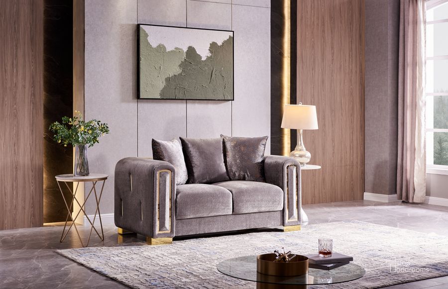 The appearance of Impreza Thick Velvet Fabric Upholstered Loveseat Made With Wood In Gray designed by Galaxy Home Furnishings in the modern / contemporary interior design. This gray piece of furniture  was selected by 1StopBedrooms from Impreza Collection to add a touch of cosiness and style into your home. Sku: 601955550642. Material: Wood. Product Type: Loveseat. Image1