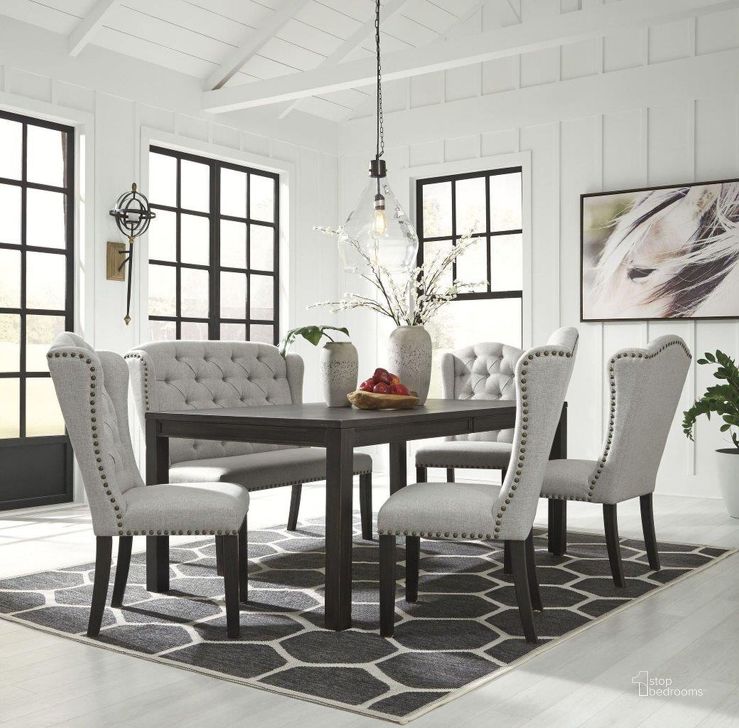 The appearance of Ingramwood Black Dining Set designed by Off 5th Home in the transitional interior design. This black piece of furniture  was selected by 1StopBedrooms from Ingramwood Collection to add a touch of cosiness and style into your home. Sku: D702-25;D702-01. Table Base Style: Legs. Material: Wood. Product Type: Dining Room Set. Table Top Shape: Rectangular. Size: 42". Image1