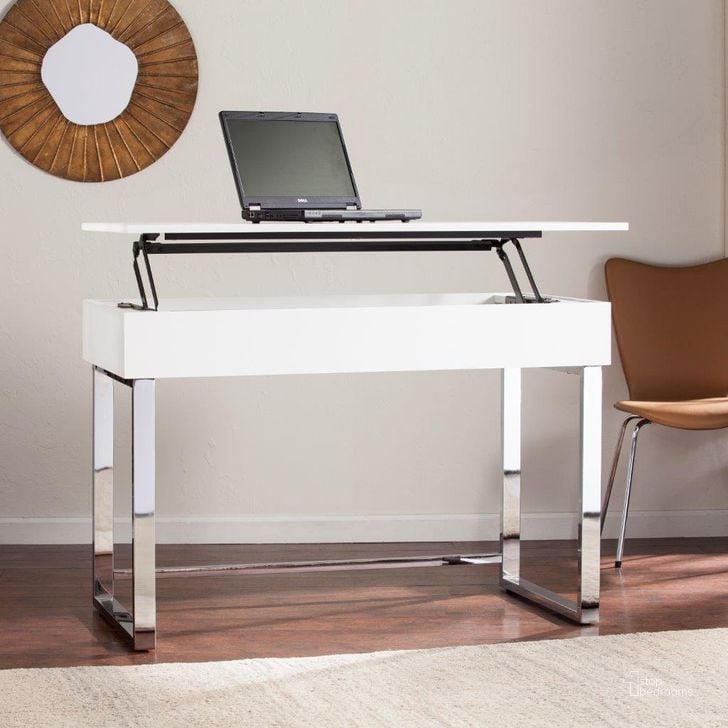 The appearance of Inman Adjustable Height Sit Stand Desk designed by SEI Furniture in the modern / contemporary interior design. This white piece of furniture  was selected by 1StopBedrooms from Inman Collection to add a touch of cosiness and style into your home. Sku: HO0162. Product Type: Desk. Material: MDF. Image1