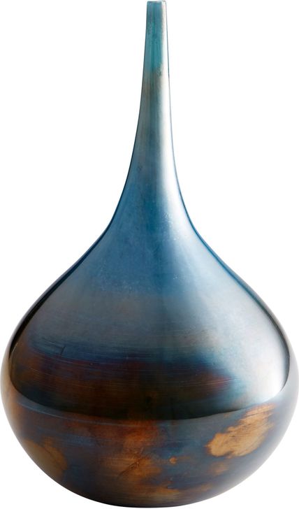 The appearance of Iridescent Sunset Medium Ariel Vase designed by Cyan Design in the modern / contemporary interior design. This blue piece of furniture  was selected by 1StopBedrooms from Iridescent Collection to add a touch of cosiness and style into your home. Sku: 09649. Material: Glass. Product Type: Vase.