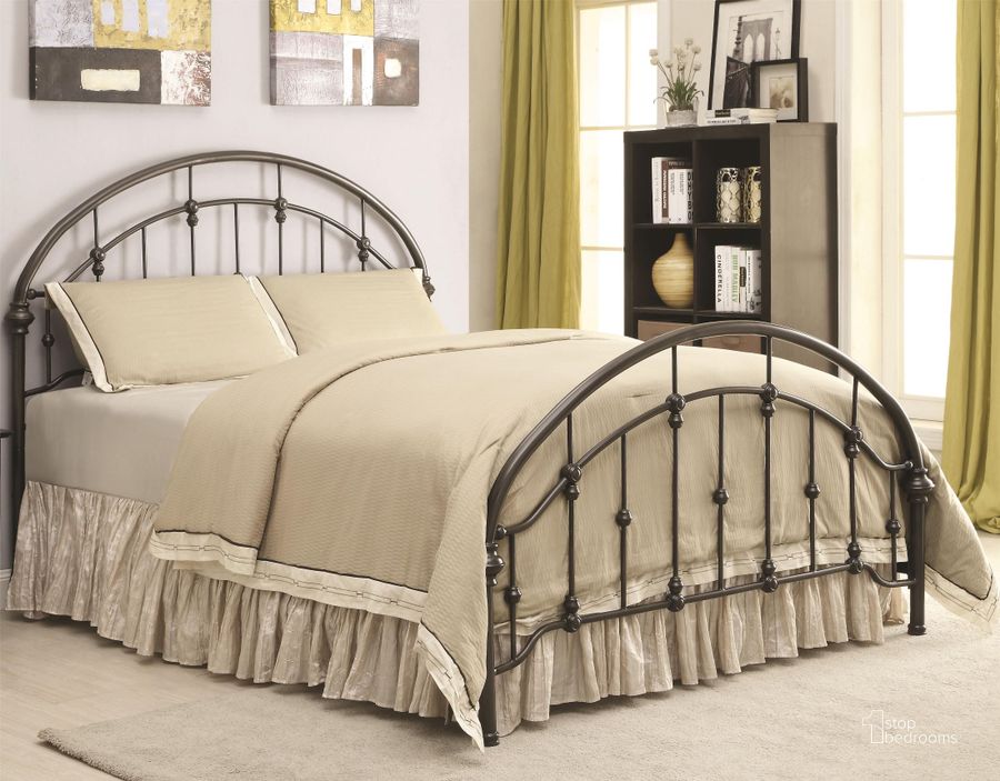 The appearance of Maywood Dark Bronze Curved Twin Metal Bed designed by Coaster in the transitional interior design. This silver piece of furniture  was selected by 1StopBedrooms from Maywood Collection to add a touch of cosiness and style into your home. Sku: 300407T. Material: Metal. Bed Size: Twin. Product Type: Slat / Spindle Bed. Bed Type: Slat / Spindle Bed.