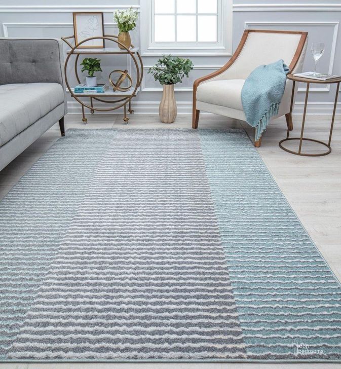 The appearance of Isaac Mizrahi Ja x on CM65A Miss Aligned Geometric Contemporary Blue 2' x 8' Area Rug designed by Rugs America in the modern / contemporary interior design. This blue piece of furniture  was selected by 1StopBedrooms from Jaxon Collection to add a touch of cosiness and style into your home. Sku: RA32143. Material: Polypropylene. Product Type: Area Rugs. Image1