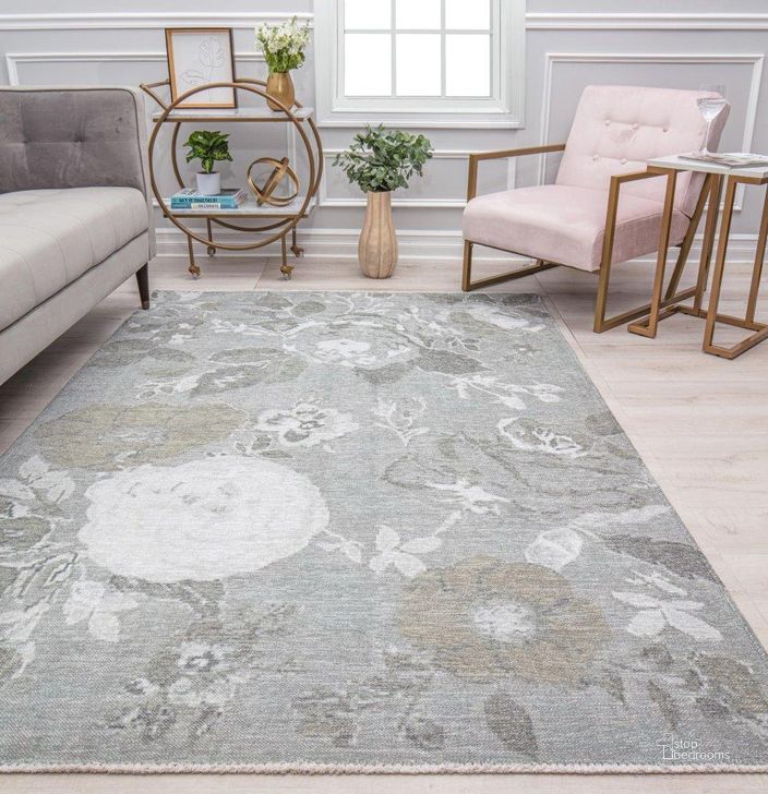 The appearance of Isaac Mizrahi Serafina EO15B Fair Florals Floral Contemporary Gray 5' x 7' Area Rug designed by Rugs America in the modern / contemporary interior design. This gray piece of furniture  was selected by 1StopBedrooms from Serafina Collection to add a touch of cosiness and style into your home. Sku: RA31900. Material: Polyester. Product Type: Area Rugs. Image1