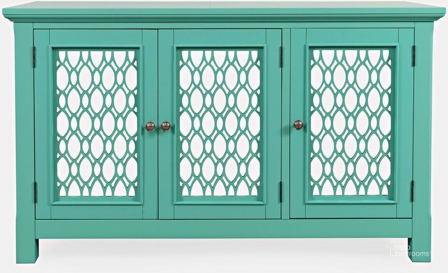 The appearance of Isabella 54 Inch Luxury Mirrored Accent Storage Cabinet In Aqua designed by Jofran in the modern / contemporary interior design. This aqua piece of furniture  was selected by 1StopBedrooms from Isabella Collection to add a touch of cosiness and style into your home. Sku: 2253-54KD. Product Type: Storage Cabinet. Material: MDF. Image1