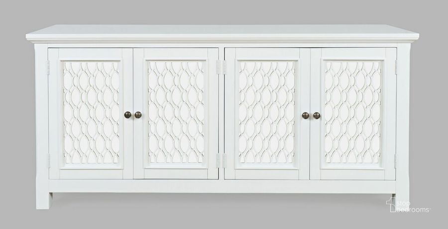 The appearance of Isabella 69 Inch Luxury Mirrored Sideboard Storage Cabinet In White designed by Jofran in the modern / contemporary interior design. This white piece of furniture  was selected by 1StopBedrooms from Isabella Collection to add a touch of cosiness and style into your home. Sku: 2251-69KD. Product Type: Sideboard. Material: MDF. Image1