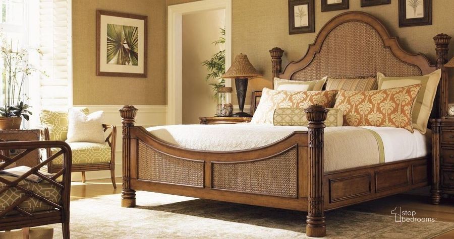 The appearance of Island Estate Plantation Brown Round Hill Poster Bedroom Set designed by Tommy Bahama in the traditional interior design. This brown piece of furniture  was selected by 1StopBedrooms from Island Estate Collection to add a touch of cosiness and style into your home. Sku: 01-0531-133C;01-0531-622. Bed Type: Poster Bed. Product Type: Poster Bed. Bed Size: Queen. Material: Rattan. Image1