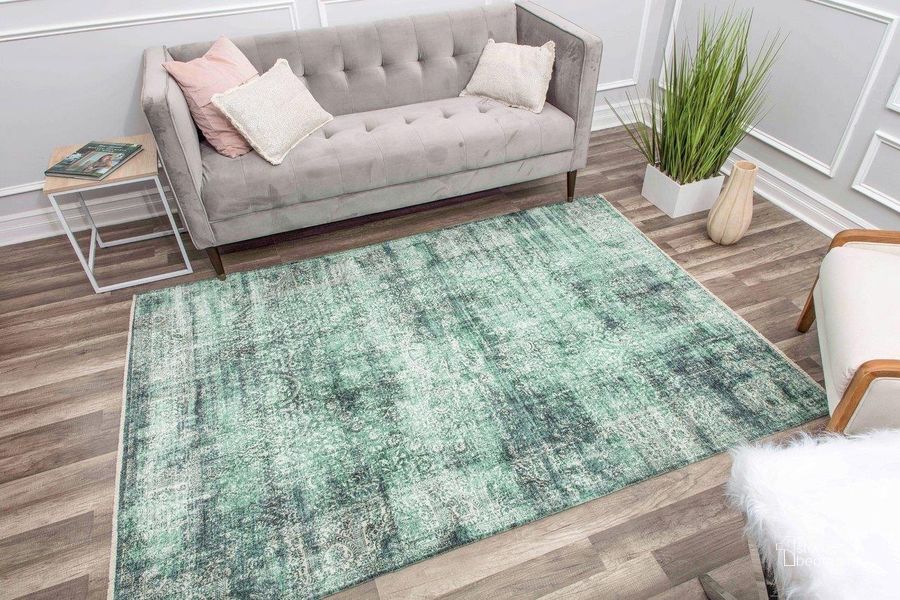 The appearance of Isle IG30A Green Grooves Transitional Vintage Green 2' x 8' Area Rug designed by Rugs America in the transitional interior design. This green piece of furniture  was selected by 1StopBedrooms from Isle Collection to add a touch of cosiness and style into your home. Sku: RA30299. Material: Polyester. Product Type: Area Rugs. Image1