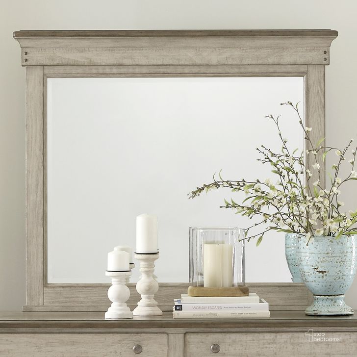The appearance of Ivy Hollow Landscape Mirror designed by Liberty in the country / farmhouse interior design. This linen piece of furniture  was selected by 1StopBedrooms from Ivy Hollow Collection to add a touch of cosiness and style into your home. Sku: 457-BR51. Product Type: Mirror. Material: Wood Veneer. Image1