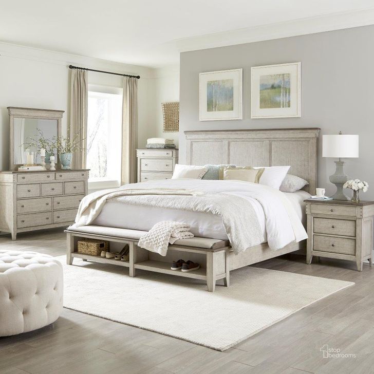 The appearance of Ivy Hollow Weathered Linen And Dusty Taupe Storage Panel Bedroom Set designed by Liberty in the transitional interior design. This cream piece of furniture  was selected by 1StopBedrooms from Ivy Hollow Collection to add a touch of cosiness and style into your home. Sku: 457-BR13;457-BR14FS;457-BR90;457-BR61. Bed Type: Storage Bed. Product Type: Storage Bed. Bed Size: Queen. Material: Wood Veneer. Image1