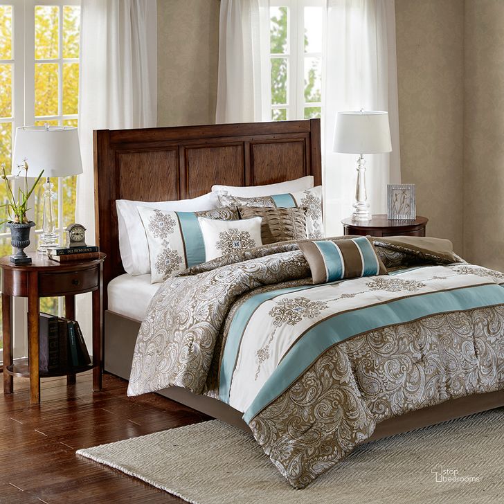 The appearance of Jacquard 7 Piece Queen Comforter Set In Blue designed by Olliix in the traditional interior design. This blue piece of furniture  was selected by 1StopBedrooms from Caroline Collection to add a touch of cosiness and style into your home. Sku: MP10-4322. Material: Polyester. Bed Size: Queen. Product Type: Comforter Set. Image1