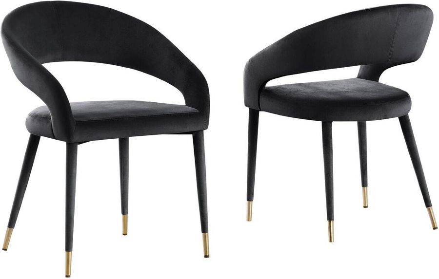 The appearance of Jacques Velvet Black Dining Chair Set of 2 designed by Best Master Furniture in the modern / contemporary interior design. This black piece of furniture  was selected by 1StopBedrooms from Jacques Collection to add a touch of cosiness and style into your home. Sku: JL021VB. Product Type: Dining Chair. Material: Velvet. Image1