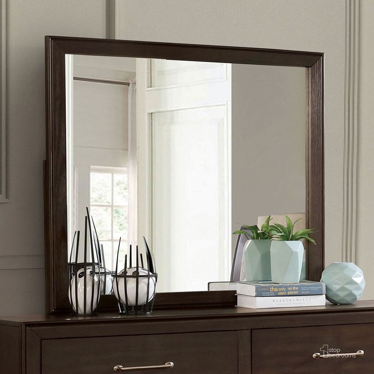 The appearance of Jamie 3Mm Mirror In Walnut designed by Furniture of America in the transitional interior design. This walnut piece of furniture  was selected by 1StopBedrooms from Jamie Collection to add a touch of cosiness and style into your home. Sku: FOA7917M. Material: Wood. Product Type: Dresser Mirror. Image1