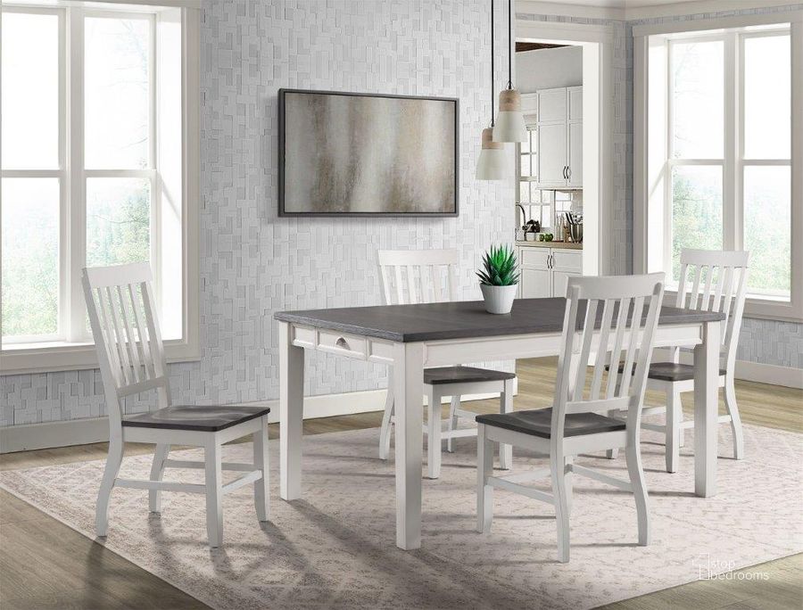 The appearance of Jamison Gray and White Storage Extendable Dining Room Set designed by Picket House in the country / farmhouse interior design. This white and gray piece of furniture  was selected by 1StopBedrooms from Jamison Collection to add a touch of cosiness and style into your home. Sku: DKY300DT;DKY300SC. Table Base Style: Legs. Table Top Shape: Square. Product Type: Dining Room Set. Material: Rubberwood. Size: 41". Image1