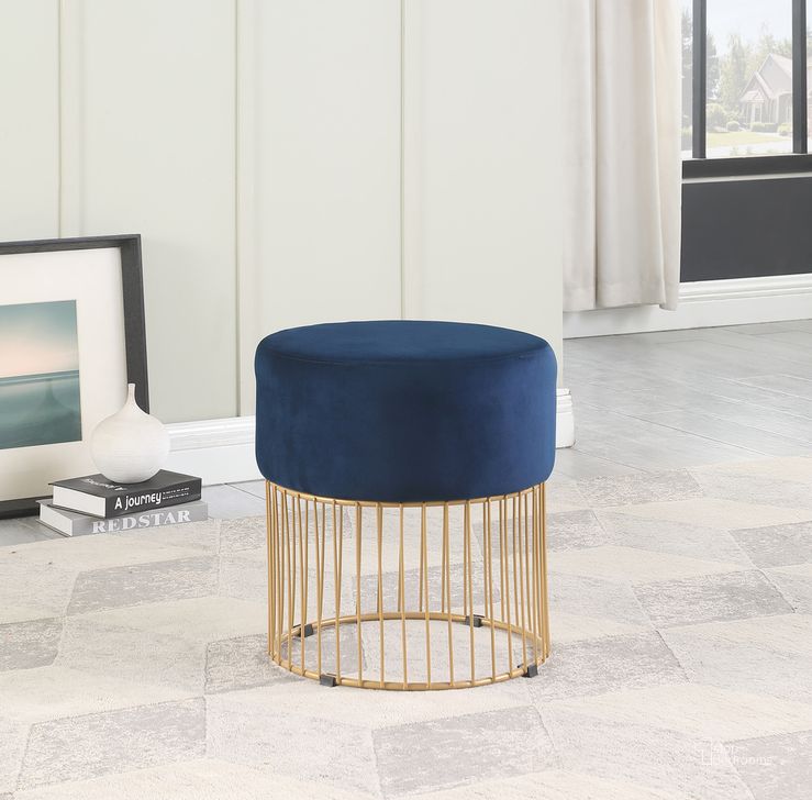 The appearance of Jane Velvet Round Ottoman In Blue designed by Best Master Furniture in the modern / contemporary interior design. This blue piece of furniture  was selected by 1StopBedrooms from Jane Collection to add a touch of cosiness and style into your home. Sku: JJ040BLG. Product Type: Ottoman. Material: Velvet. Image1