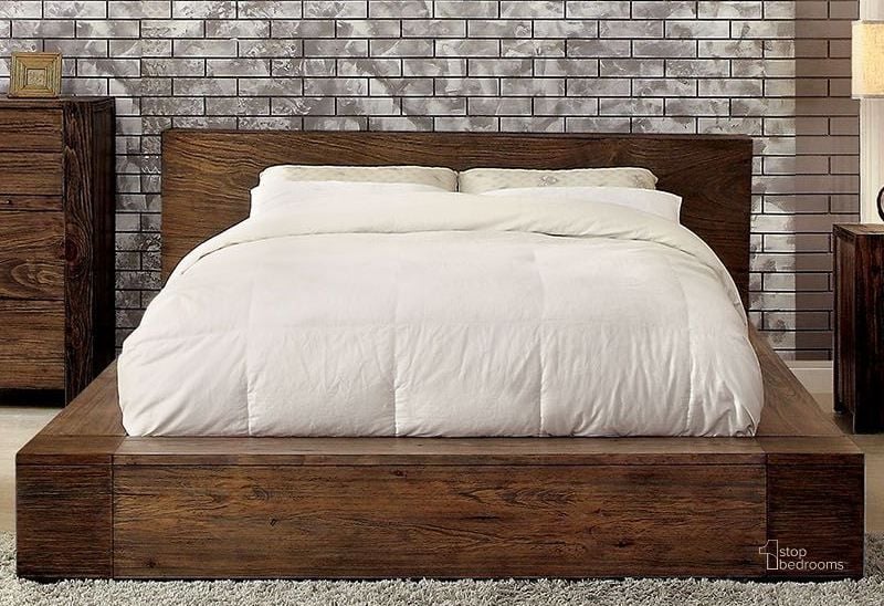 The appearance of Janeiro Eastern King Bed In Rustic Natural Tone designed by Furniture of America in the rustic / southwestern interior design. This rustic natural tone piece of furniture  was selected by 1StopBedrooms from Janeiro Collection to add a touch of cosiness and style into your home. Sku: CM7628EK-HB;CM7628EK-FB;CM7628EK-R. Bed Type: Platform Bed. Material: Wood. Product Type: Platform Bed. Bed Size: King. Image1