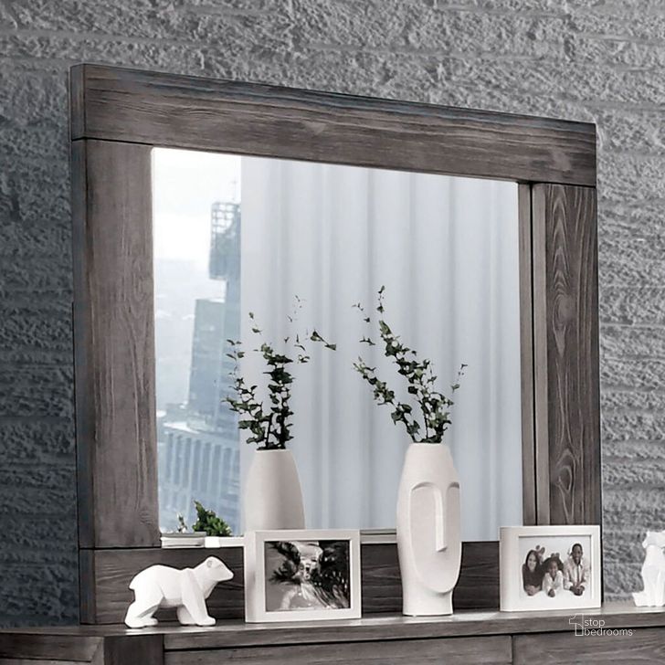 The appearance of Janeiro Mirror In Gray designed by Furniture of America in the rustic / southwestern interior design. This gray piece of furniture  was selected by 1StopBedrooms from Janeiro Collection to add a touch of cosiness and style into your home. Sku: CM7628GY-M. Material: Wood. Product Type: Mirror.