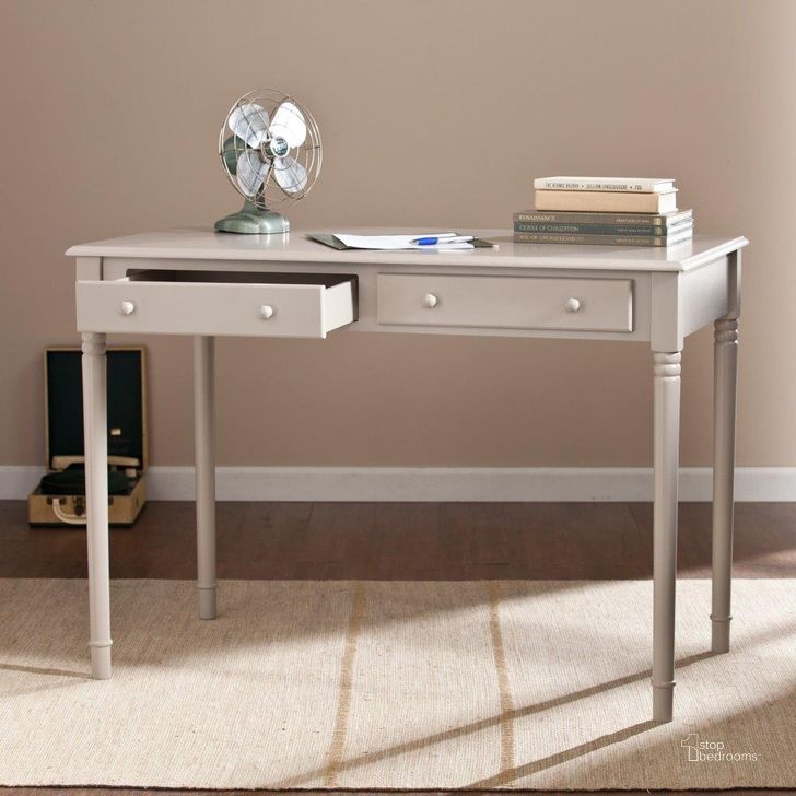 The appearance of Janice 2-Drawer Writing Desk In Gray designed by SEI Furniture in the country / farmhouse interior design. This gray piece of furniture  was selected by 1StopBedrooms from Janice Collection to add a touch of cosiness and style into your home. Sku: HO8796. Material: Wood. Product Type: Writing Desk. Image1