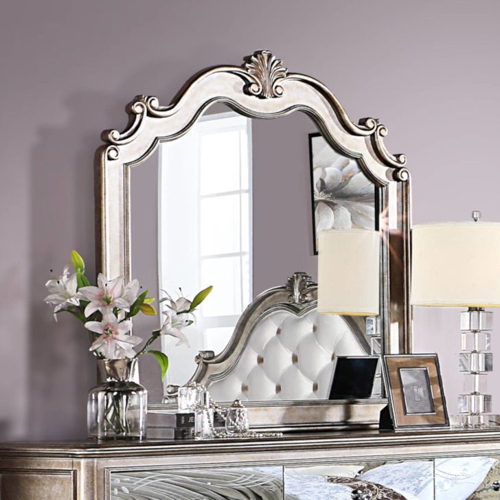 The appearance of Jasperland Antique Champagne Dresser Mirror 0qb24373053 designed by Sterling Designs in the glam interior design. This antique champagne piece of furniture  was selected by 1StopBedrooms from Jasperland Collection to add a touch of cosiness and style into your home. Sku: 22204. Material: Wood. Product Type: Dresser Mirror. Image1