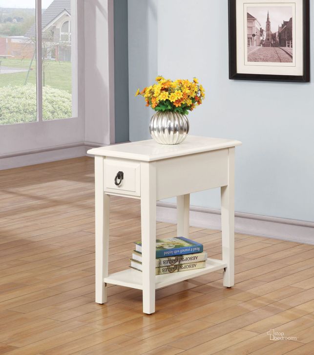 The appearance of Jeana White Side Table designed by ACME in the transitional interior design. This white piece of furniture  was selected by 1StopBedrooms from Jeana Collection to add a touch of cosiness and style into your home. Sku: 80513. Material: Wood. Product Type: Side Table. Table Top Shape: Rectangular.