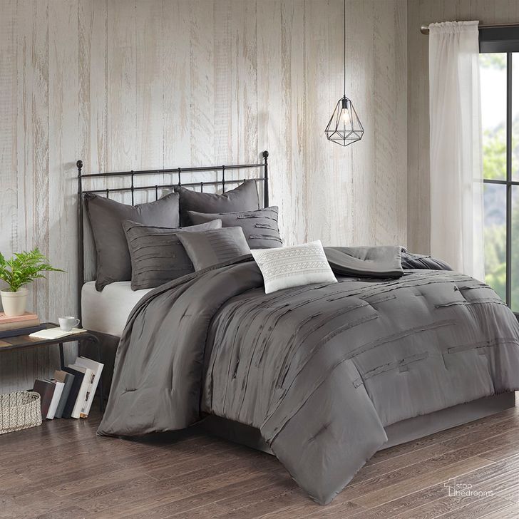 The appearance of Jenda Polyester Microfiber 8Pcs King Comforter Set In Grey designed by Olliix in the transitional interior design. This grey piece of furniture  was selected by 1StopBedrooms from Jenda Collection to add a touch of cosiness and style into your home. Sku: 5DS10-0181. Material: Polyester. Bed Size: King. Product Type: Comforter Set. Image1