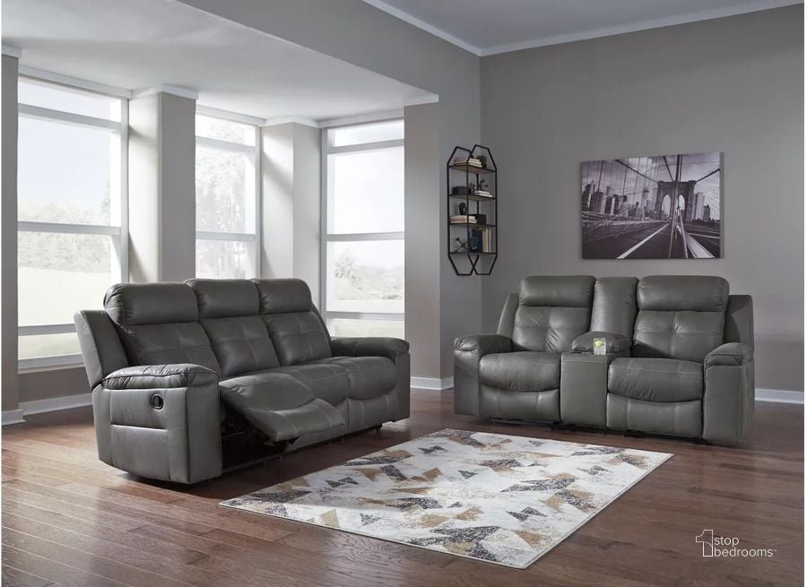 The appearance of Jesolo Reclining Living Room Set In Dark Gray designed by Signature Design by Ashley in the modern / contemporary interior design. This dark gray piece of furniture  was selected by 1StopBedrooms from Jesolo Collection to add a touch of cosiness and style into your home. Sku: 8670588;8670594. Material: Fabric. Product Type: Living Room Set. Image1