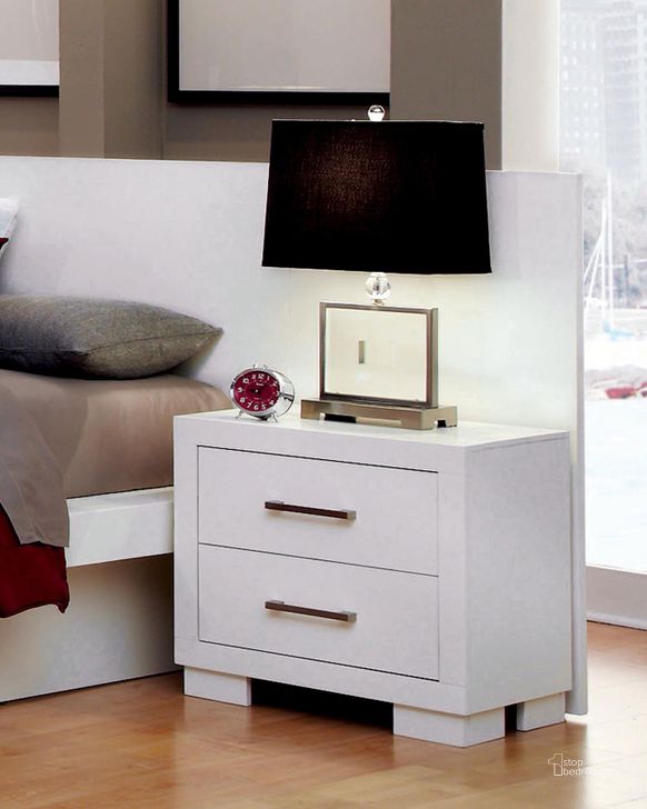The appearance of Jessica Nightstand designed by Coaster in the modern / contemporary interior design. This white piece of furniture  was selected by 1StopBedrooms from Jessica Collection to add a touch of cosiness and style into your home. Sku: 202992. Material: Wood. Product Type: Nightstand. Image1