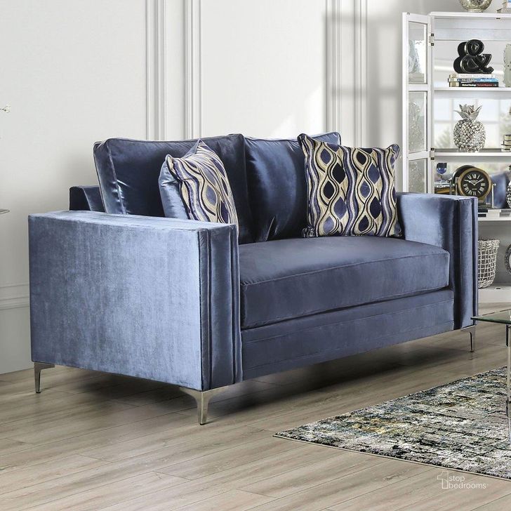The appearance of Jodie Loveseat In Blue designed by Furniture of America in the modern / contemporary interior design. This blue piece of furniture  was selected by 1StopBedrooms from Jodie Collection to add a touch of cosiness and style into your home. Sku: SM2687-LV. Material: Wood. Product Type: Loveseat.