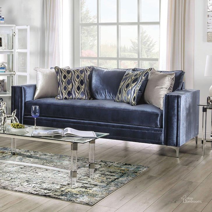 The appearance of Jodie Sofa In Blue designed by Furniture of America in the modern / contemporary interior design. This blue piece of furniture  was selected by 1StopBedrooms from Jodie Collection to add a touch of cosiness and style into your home. Sku: SM2687-SF. Material: Wood. Product Type: Sofa.