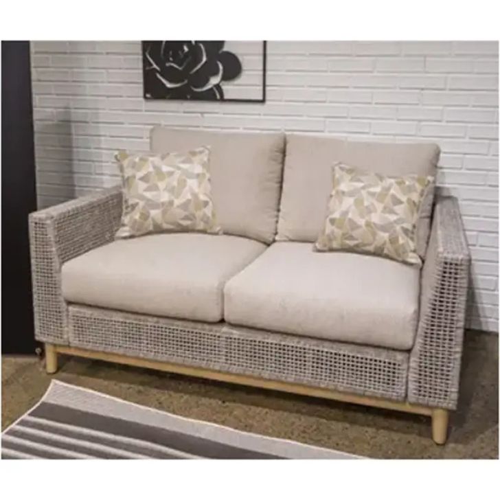 The appearance of Jonsboro Gray Outdoor Loveseat 0qd24544407 designed by Isaac Tahari in the transitional interior design. This gray piece of furniture  was selected by 1StopBedrooms from Jonsboro Collection to add a touch of cosiness and style into your home. Sku: P798-835. Material: Fabric. Product Type: Outdoor Loveseat. Image1