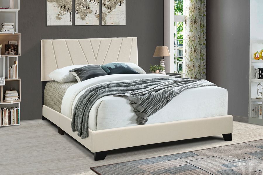 The appearance of Jordan All-In-One Upholstered King Bed In Cream designed by Progressive Furniture in the modern / contemporary interior design. This cream piece of furniture  was selected by 1StopBedrooms from Jordan Collection to add a touch of cosiness and style into your home. Sku: U390-39. Bed Type: Panel Bed. Product Type: Panel Bed. Bed Size: King. Material: MDF.