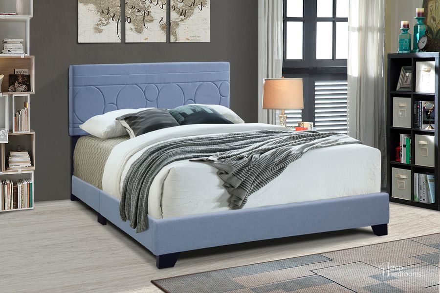 The appearance of Jordan All-In-One Upholstered Queen Bed In Blue designed by Progressive Furniture in the modern / contemporary interior design. This blue piece of furniture  was selected by 1StopBedrooms from Jordan Collection to add a touch of cosiness and style into your home. Sku: U390-22. Bed Type: Panel Bed. Product Type: Panel Bed. Bed Size: Queen. Material: MDF.