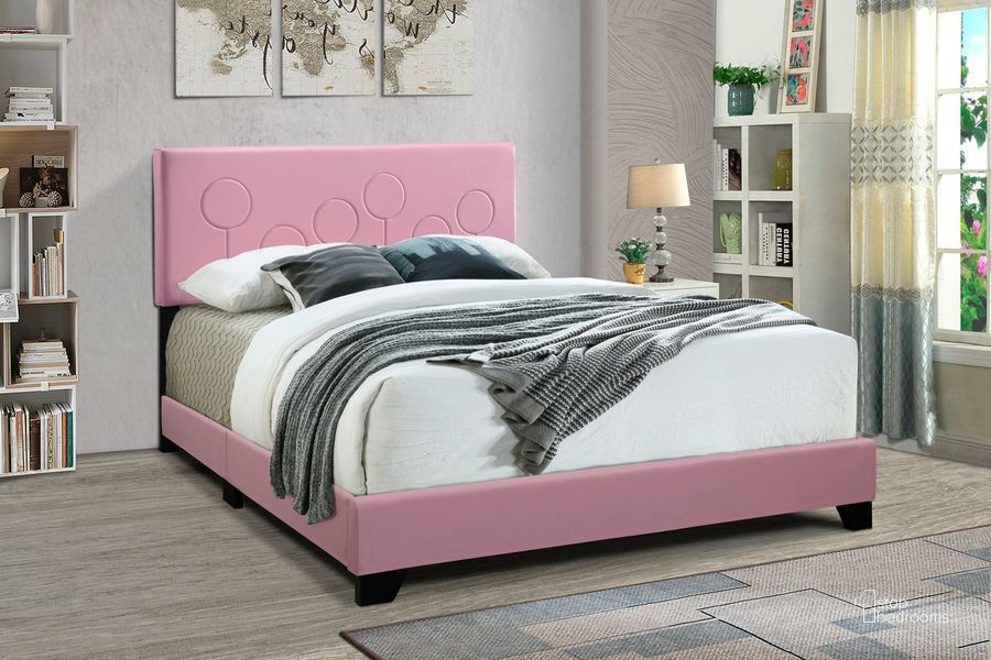 The appearance of Jordan All-In-One Upholstered Queen Bed In Pink designed by Progressive Furniture in the modern / contemporary interior design. This pink piece of furniture  was selected by 1StopBedrooms from Jordan Collection to add a touch of cosiness and style into your home. Sku: U390-20. Bed Type: Panel Bed. Product Type: Panel Bed. Bed Size: Queen. Material: MDF.