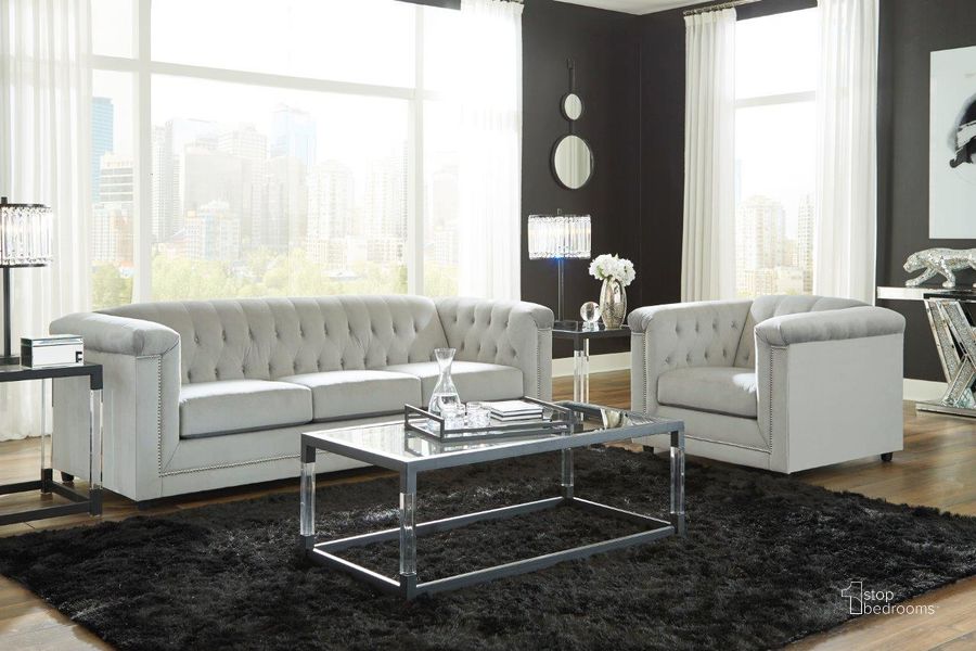 The appearance of Josanna Living Room Set In Gray designed by Signature Design by Ashley in the modern / contemporary interior design. This gray piece of furniture  was selected by 1StopBedrooms from Josanna Collection to add a touch of cosiness and style into your home. Sku: 2190438;2190435. Material: Fabric. Product Type: Living Room Set. Image1