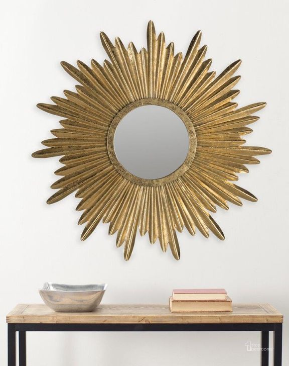 The appearance of Josephine Sunburst Mirror designed by Safavieh in the transitional interior design. This antique gold piece of furniture  was selected by 1StopBedrooms from Safavieh MIR Collection to add a touch of cosiness and style into your home. Sku: MIR4056A. Product Type: Mirror. Image1