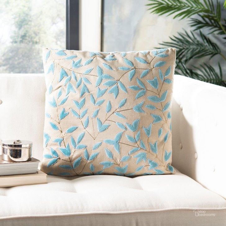 The appearance of Joslyn Pillow PLS888A-2020 designed by Safavieh in the modern / contemporary interior design. This beige and blue piece of furniture  was selected by 1StopBedrooms from Joslyn Collection to add a touch of cosiness and style into your home. Sku: PLS888A-2020. Material: Cotton. Product Type: Pillows and Throw. Image1
