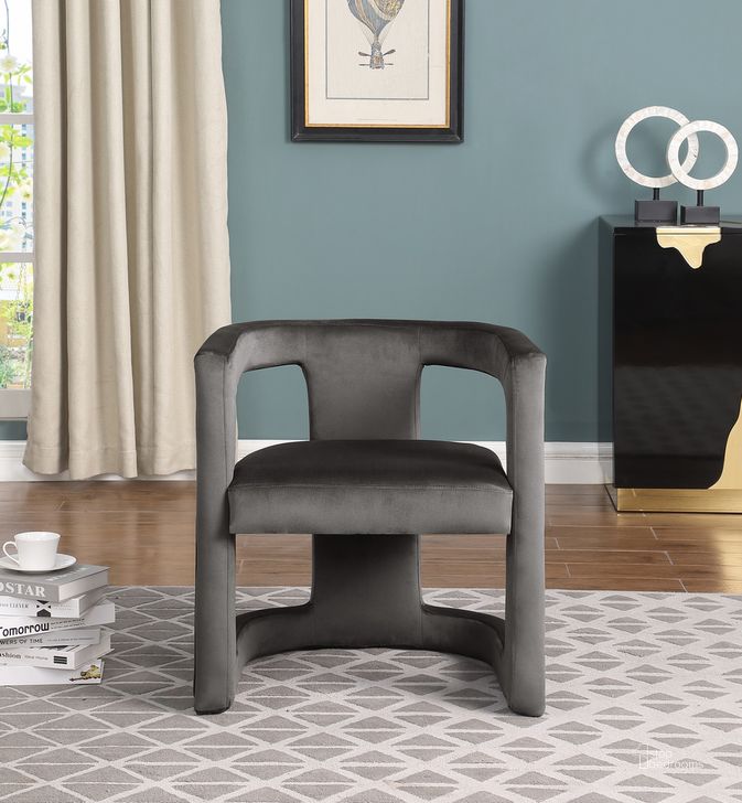 The appearance of June Velvet Arm Chair In Gray designed by Best Master Furniture in the modern / contemporary interior design. This gray piece of furniture  was selected by 1StopBedrooms from June Collection to add a touch of cosiness and style into your home. Sku: JJ041DG. Product Type: Arm Chair. Material: Velvet. Image1