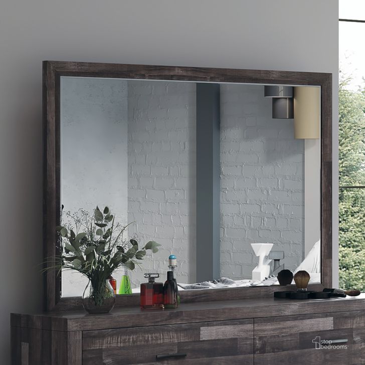 The appearance of Juniper Mirror designed by ACME in the transitional interior design. This dark oak piece of furniture  was selected by 1StopBedrooms from Juniper Collection to add a touch of cosiness and style into your home. Sku: 22164. Material: Wood. Product Type: Dresser Mirror. Image1