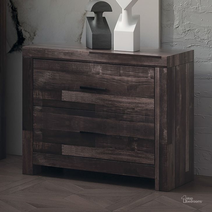 The appearance of Juniper Nightstand designed by ACME in the transitional interior design. This dark oak piece of furniture  was selected by 1StopBedrooms from Juniper Collection to add a touch of cosiness and style into your home. Sku: 22163. Material: Wood. Product Type: Nightstand. Image1