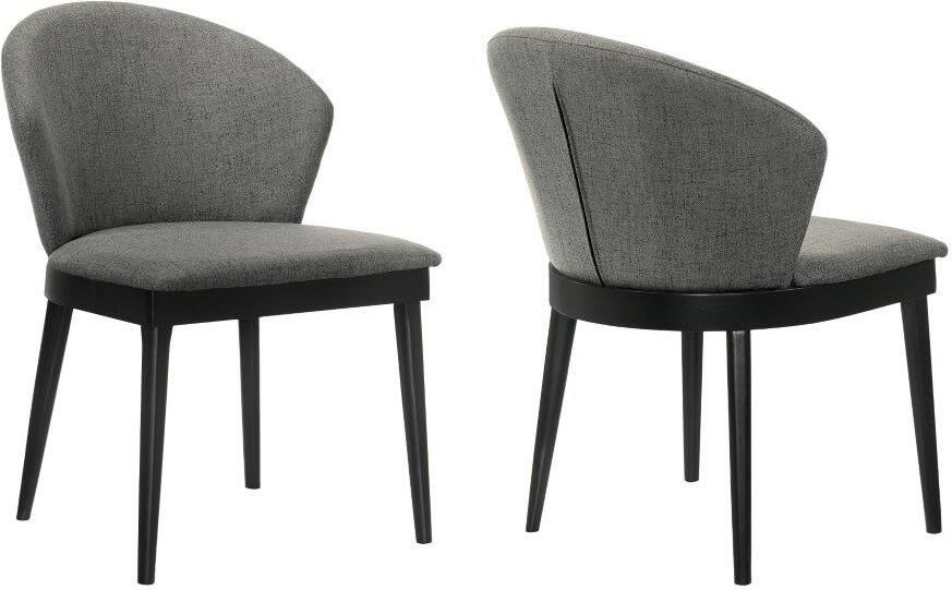 The appearance of Juno Charcoal Fabric And Black Wood Dining Side Chair designed by Armen Living in the modern / contemporary interior design. This black piece of furniture  was selected by 1StopBedrooms from Juno Collection to add a touch of cosiness and style into your home. Sku: LCJNSIBLCH. Product Type: Side Chair. Material: Rubberwood. Image1