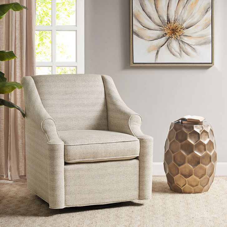 The appearance of Justin Swivel Glider Chair In Tan designed by Olliix in the transitional interior design. This tan piece of furniture  was selected by 1StopBedrooms from Justin Collection to add a touch of cosiness and style into your home. Sku: MP103-0937. Material: Wood. Product Type: Living Room Chair. Image1