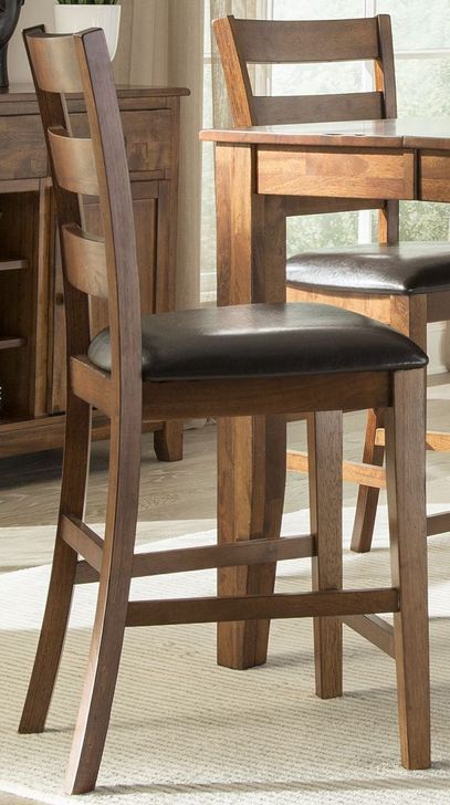The appearance of Kona Warm Brandy Ladder Back Barstool Set of 2 designed by Intercon in the transitional interior design. This brandy piece of furniture  was selected by 1StopBedrooms from Kona Collection to add a touch of cosiness and style into your home. Sku: KA-BS-669L-BDY-K24. Product Type: Barstool. Image1