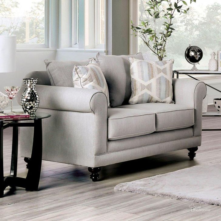 The appearance of Kacey Loveseat In Light Grey designed by Furniture of America in the transitional interior design. This light grey piece of furniture  was selected by 1StopBedrooms from Kacey Collection to add a touch of cosiness and style into your home. Sku: SM6435-LV. Material: Wood. Product Type: Loveseat.