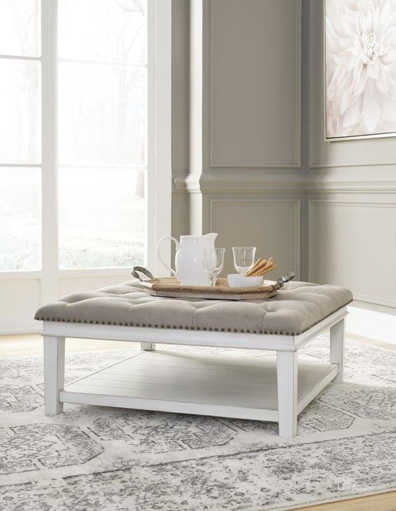The appearance of Kanwyn Whitewash Upholstered Occasional Table Set designed by Signature Design by Ashley in the modern / contemporary interior design. This white wash piece of furniture  was selected by 1StopBedrooms from Kanwyn Collection to add a touch of cosiness and style into your home. Sku: T937-21;T937-3. Material: Fabric. Product Type: Occasional Table Set. Image1