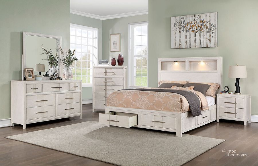The appearance of Karla California King Bed In White designed by Furniture of America in the transitional interior design. This white piece of furniture  was selected by 1StopBedrooms from Karla Collection to add a touch of cosiness and style into your home. Sku: CM7500WH-CK-HB;CM7500WH-CK-FB;CM7500WH-CK-R. Bed Type: Bookcase Bed. Material: Wood. Product Type: Bookcase Bed. Bed Size: California King. Image1