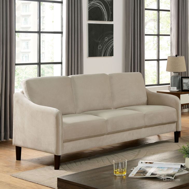 The appearance of Kassel Sofa In Beige designed by Furniture of America in the modern / contemporary interior design. This beige piece of furniture  was selected by 1StopBedrooms from Kassel Collection to add a touch of cosiness and style into your home. Sku: CM6496BG-SF. Product Type: Sofa. Material: Flannelette. Image1