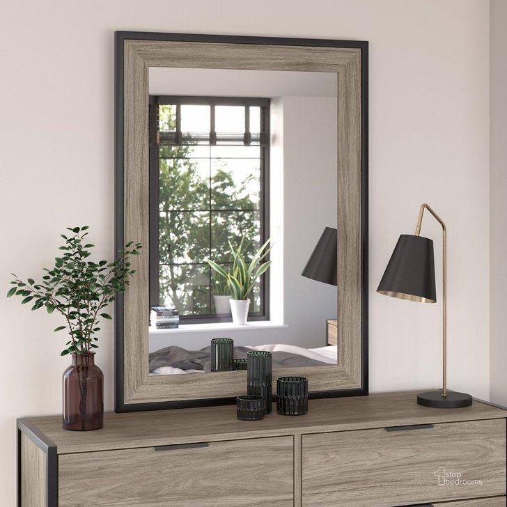 The appearance of Kathy Ireland Home By Bush Furniture Atria Bedroom Mirror In Modern Hickory designed by Bush Furniture in the industrial interior design. This hickory piece of furniture  was selected by 1StopBedrooms from Atria Collection to add a touch of cosiness and style into your home. Sku: ARA130MH. Material: Wood. Product Type: Mirror. Image1