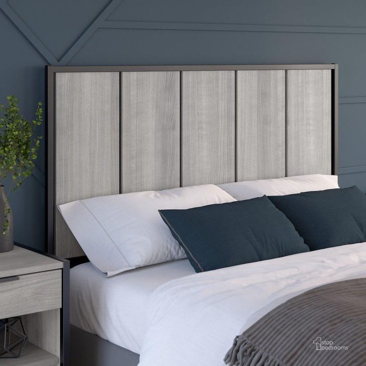 The appearance of Kathy Ireland Home by Bush Furniture Atria Full/Queen Size Headboard in Platinum Gray designed by Bush Furniture in the industrial interior design. This gray piece of furniture  was selected by 1StopBedrooms from Atria Bedroom Collection to add a touch of cosiness and style into your home. Sku: ARQ165PG. Material: Wood. Product Type: Headboard. Image1