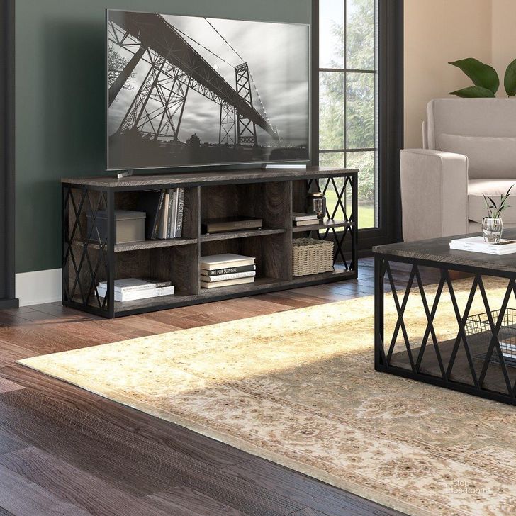 The appearance of Kathy Ireland Home By Bush Furniture City Park 60W Industrial Tv Stand For 70 Inch Tv In Dark Gray Hickory designed by Bush Furniture in the industrial interior design. This dark gray piece of furniture  was selected by 1StopBedrooms from City Park Collection to add a touch of cosiness and style into your home. Sku: CPV160GH-03. Material: Wood. Product Type: TV Stand. Image1