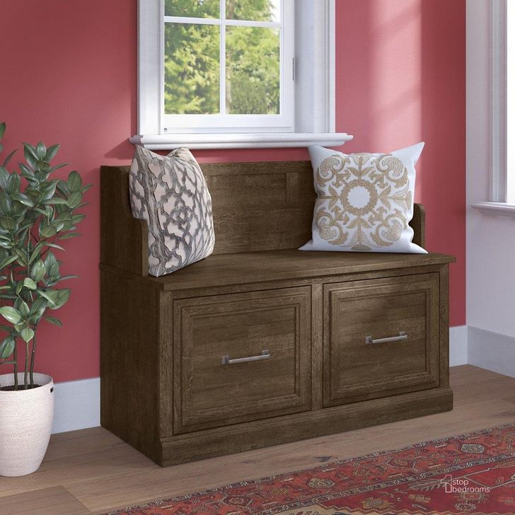 The appearance of Kathy Ireland Home by Bush Furniture Woodland 40W Entryway Bench with Doors in Ash Brown designed by Bush Furniture in the traditional interior design. This brown piece of furniture  was selected by 1StopBedrooms from Woodland Collection to add a touch of cosiness and style into your home. Sku: WDL005ABR. Product Type: Entryway Furniture. Image1