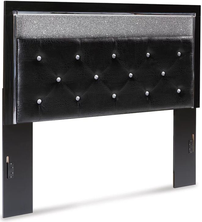 The appearance of Kaydell Black Queen Upholstered Panel Headboard Only designed by Signature Design by Ashley in the modern / contemporary interior design. This black piece of furniture  was selected by 1StopBedrooms from Kaydell Collection to add a touch of cosiness and style into your home. Sku: B1420-157. Material: Fabric. Product Type: Headboard. Bed Size: Queen. Image1